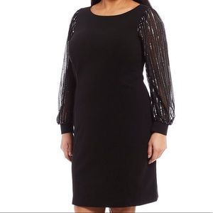 Beautuful LittleBlackDress  w glitter-stripe on sleeves.  NWT